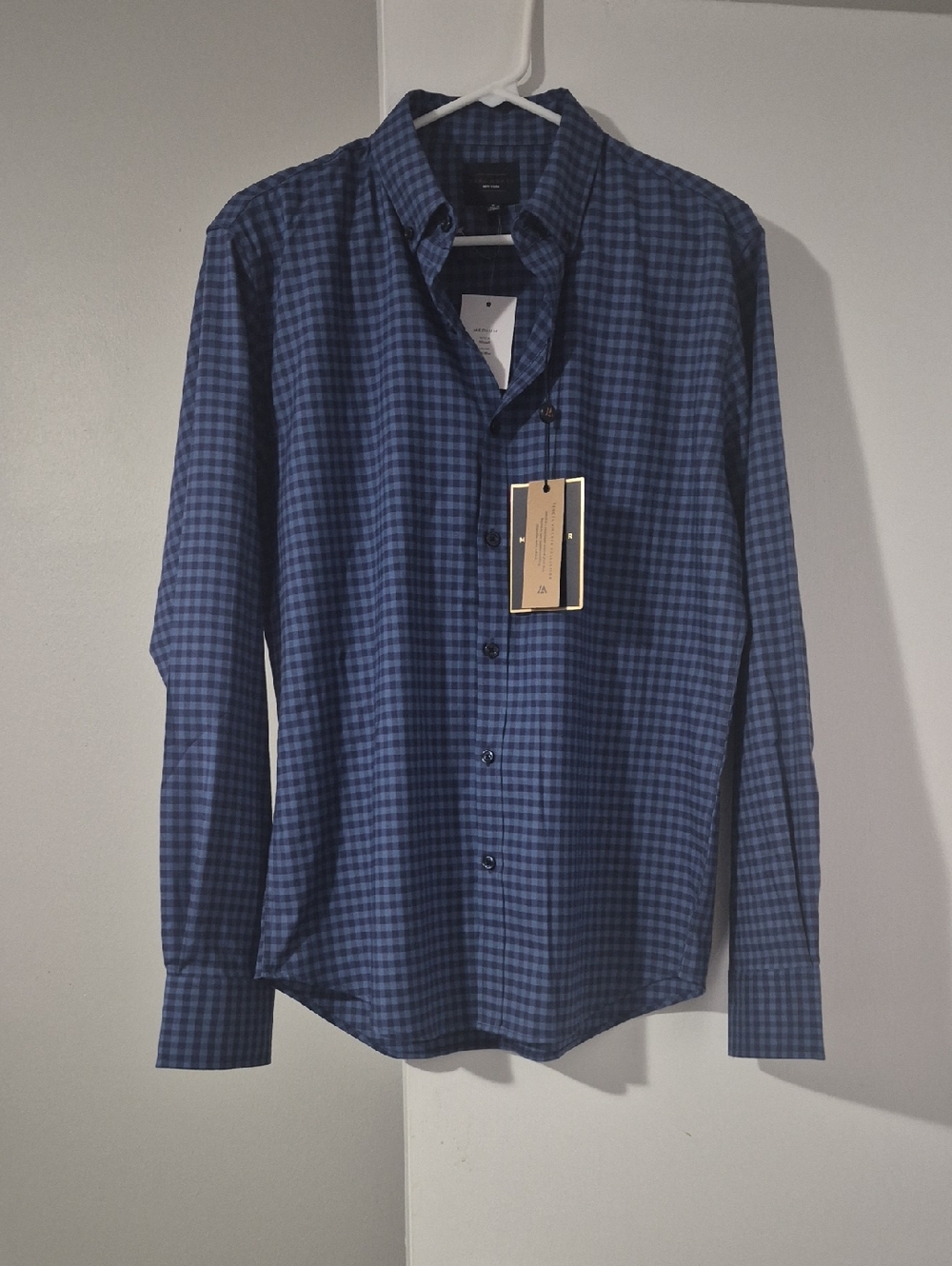 Marc New York Navy and Black Gingham Button-Down Shirt